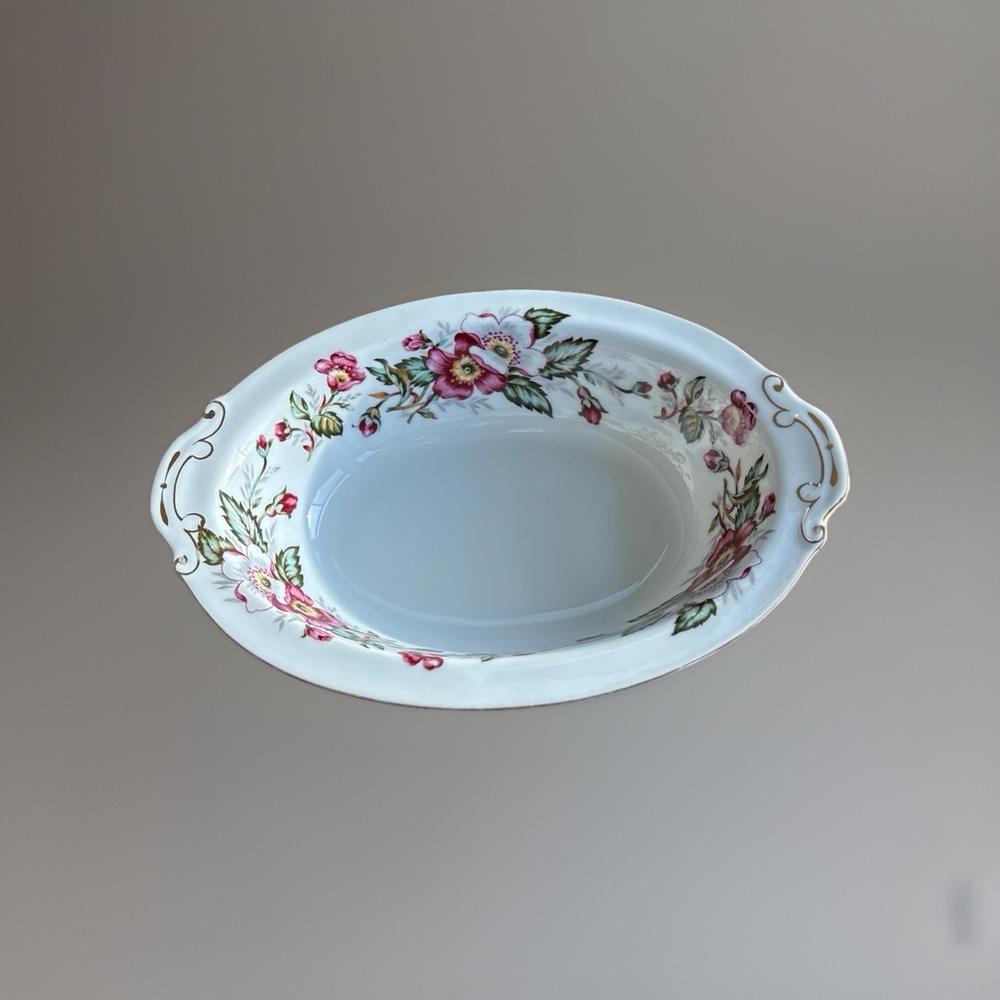 Hira Fine China Japan serving bowl gold edging antique hand painted flowers